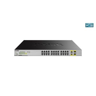 D-Link DGS-1026MP Netzwerkkarte, unmanaged Gigabit Ethernet (10/100/1000) mit PoE-Unterstützung, Schwarz, Grau