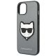 6. Karl Lagerfeld Saffiano Choupette Head Patch Hülle für iPhone 14 Plus - Silber