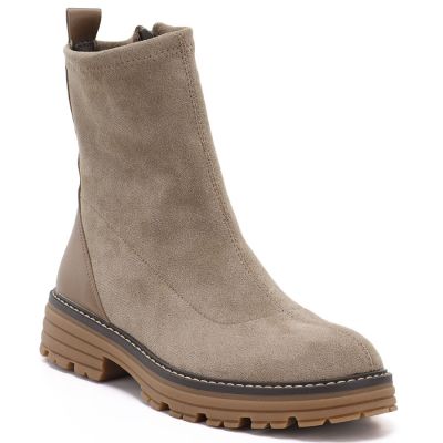 Damen-Stiefeletten aus beigem Wildleder M.Daszyński SA259-2
