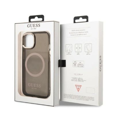 8. Guess Gold Outline Translucent MagSafe Hülle für iPhone 13 – Schwarz