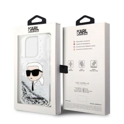 8. Karl Lagerfeld KLHCP14LLNKHCH iPhone 14 Pro 6.1" Silber/Silber Hardcase Glitter Karl Head