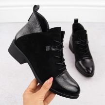 Damen-Wildleder-Stiefeletten, gefüttert, schwarz M.Daszyński MR2458-7