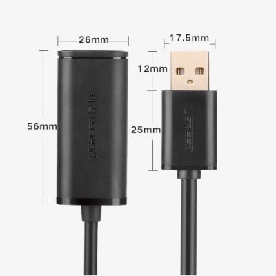 17. Ugreen USB 2.0 Aktives Verlängerungskabel 480 Mbit/s 10 m Schwarz (US121 10321)