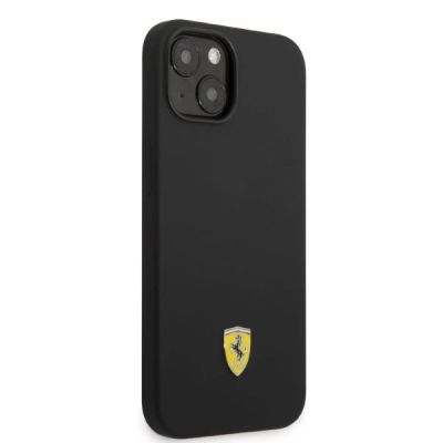 4. Ferrari FEHMSIP14SBK iPhone 14 6.1" schwarz/schwarz Hardcase Silikon Metall Logo Magsafe