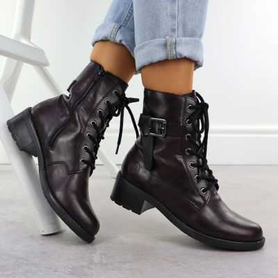 3. Damen-Ankle-Boots in Burgunderrot mit Schnalle, Rieker 75431-35