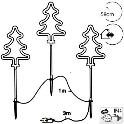 3. Dekorative Gartenleuchten, 3er-Set, Neon-Wegeleuchten für den Weihnachtsbaum