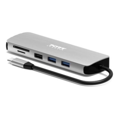 Port Designs 900164 Dockingstation, kabelgebunden, USB 3.2 Gen 1 (3.1 Gen 1), Typ-C, Edelstahl