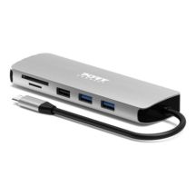 Port Designs 900164 Dockingstation, kabelgebunden, USB 3.2 Gen 1 (3.1 Gen 1), Typ-C, Edelstahl