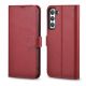iCarer Haitang Leder Wallet Case Ledertasche für Samsung Galaxy S22+ (S22 Plus) Wallet Gehäuse Cover Rot (AKSM05RD)