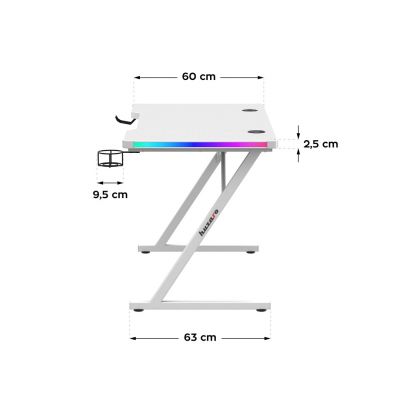 5. Huzaro Hero 2.5 Weißer RGB-Gaming-Schreibtisch