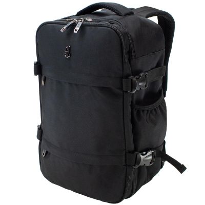 Schwarzer Flugzeug-Rucksack mit Laptopfach SEMI LINE