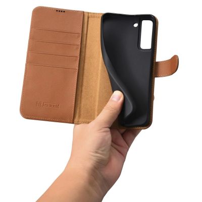 10. iCarer Haitang Leder Wallet Case Ledertasche für Samsung Galaxy S22+ (S22 Plus) Wallet Case Cover Braun (AKSM05BN)