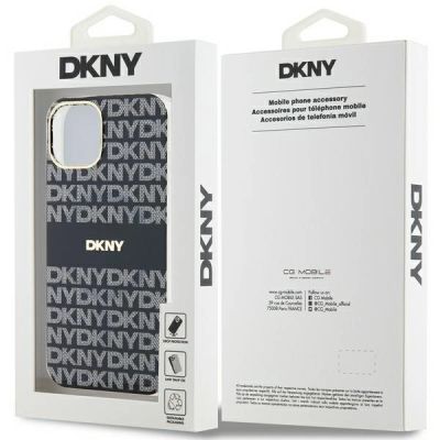8. DKNY IML Mono & Stripe MagSafe Hülle für iPhone 15/14/13 – Schwarz