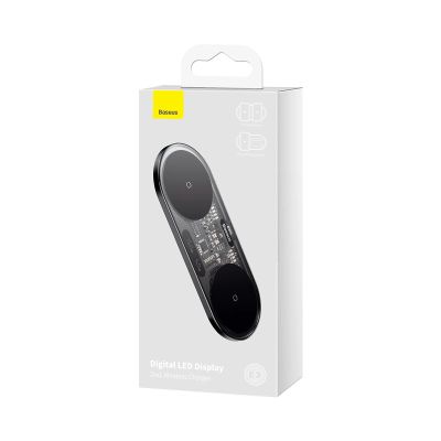 14. Baseus Digital LED Display Dual Wireless Ladegerät mit Digitalanzeige 20W schwarz (WXSX010101)