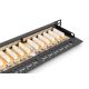 6. Hochdichtes Patchpanel 19 Zoll, 24x RJ45, LSA-Level, Cat. 6, geschirmt, 0,5 HE, schwarz, Kabelführung
