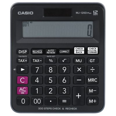CASIO MJ-120D PLUS BÜROTASCHENTRUCKLER SCHWARZ, 12-DIGITALANZEIGE