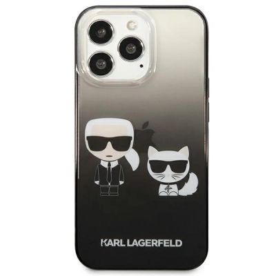 3. Karl Lagerfeld Gradient Ikonik Karl&Choupette Hülle für iPhone 13 Pro / iPhone 13 - Schwarz