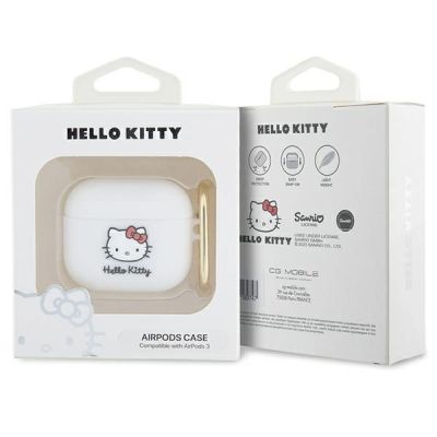 3. Hello Kitty Silikon 3D Kitty Head Hülle für AirPods 3 – weiß