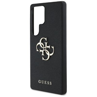 6. Guess Grained Big 4G Logo Small Classic Logo Hülle für Samsung Galaxy S25 Ultra schwarz