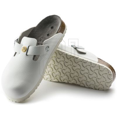 7. Birkenstock Boston ESD White Damen Clogs Naturleder schmale medizinische Hausschuhe (0061378)