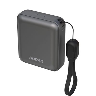 Dudao K22+ Ultrakompakte Powerbank 10000 mAh 22,5 W USB-C mit Anhänger/Kabel - Grau