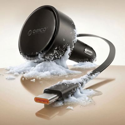 9. Orico FC-60-2C 60W Kfz-Ladegerät mit einziehbarem USB-C-Kabel (65 cm) – Schwarz