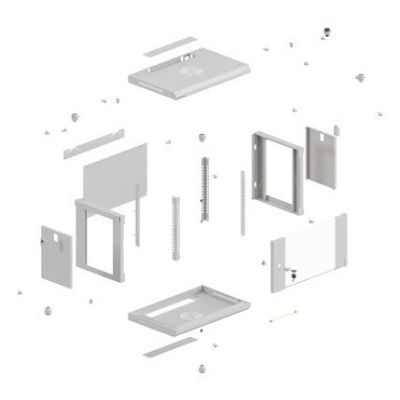 8. Lanberg 19" 6U 540x350 graue Glastür Wand-Rack-Schrank (Flat Pack)