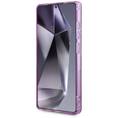 5. Guess Glitzerblumen-Dreieckknöpfe MagSafe-Hülle für Samsung Galaxy S25 Ultra – Lila