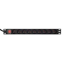 GEMBIRD Rack-Stromverteilerleiste (PDU) mit 9 FR-Steckdosen, 1 HE, 16 A, FR-Stecker, 2 m
