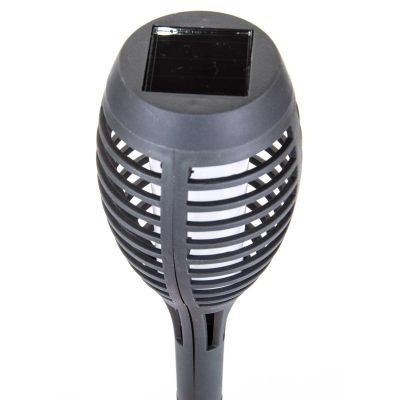 6. Solar-Taschenlampe mit tanzenden Flammen, 12 SMD-LEDs, 7,5 x 7,5 x 46,5 cm, Grau