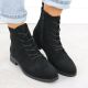 10. Schwarze Damen-Ankle-Boots aus durchbrochenem Wildleder, S.Barski HY52-535