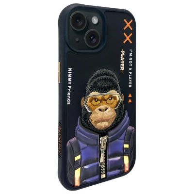 2. Nimmy Cool&Cute 2.0 Monkey Hülle für iPhone 15 - Schwarz
