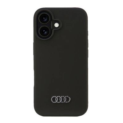 Audi Silikonhülle iPhone 16 6,1" schwarz/schwarz Hardcase AU-LSRIP16-Q3/D1-BK