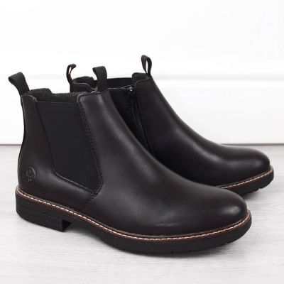 2. Rieker M RKR634 bequeme isolierte Lederstiefelette, schwarz