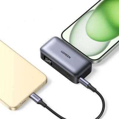 4. Ugreen PB503 5000 mAh Powerbank mit USB-C-Anschluss und integriertem USB-C-Anschluss – Grau