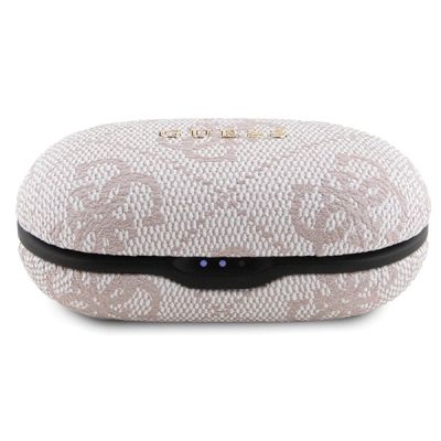2. TWS Guess 4G Metall-Bluetooth-Kopfhörer mit ENC-Dockingstation – Pink