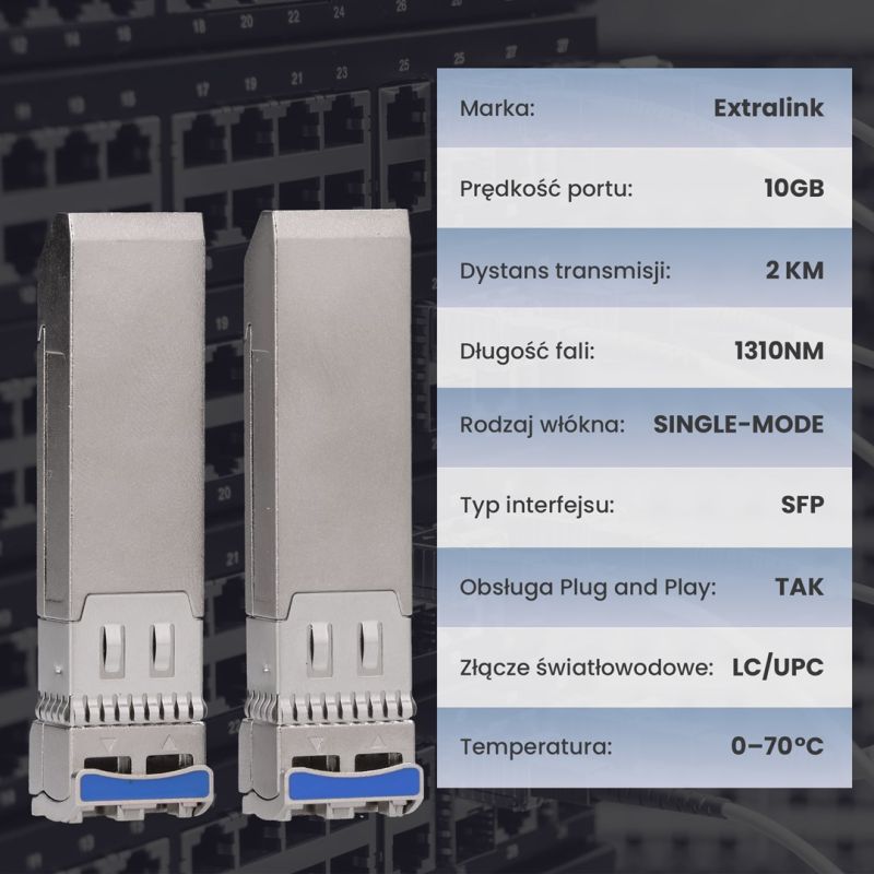 5. Extralink SFP+ 10G 2er-Pack | SFP+ Modul | 10 Gbit/s, LC/UPC, 1310 nm, 2 km, Singlemode, DOM (EX.35917) Netzwerk-Relay-Modul