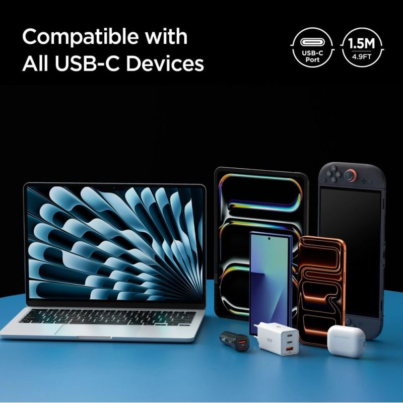 9. Spigen Essential EB24015CC USB-C / USB-C 240W 150cm Kabel - Schwarz