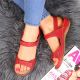 15. Rote Ledersandalen mit Klettverschluss W Helios 205
