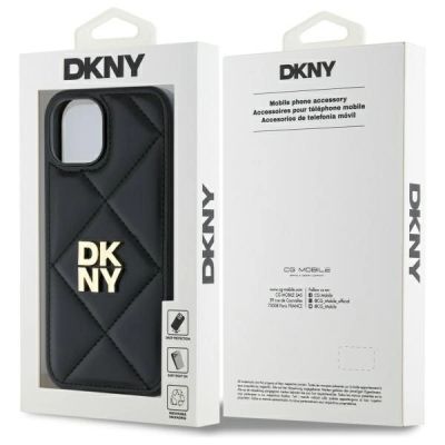 8. DKNY Quilted Stack Logo iPhone 15 Hülle – Schwarz