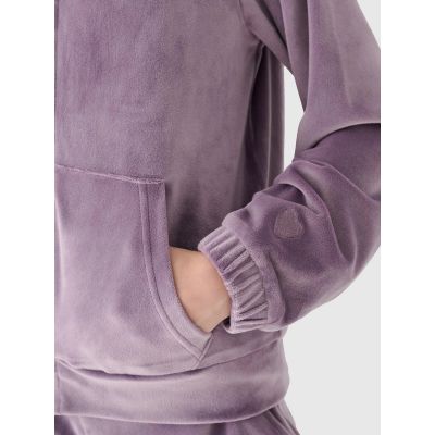 5. Mädchen-Kapuzenpullover aus Velours mit Reißverschluss, Größe 4F Junior 4FJWAW24TSWSF1217-51S