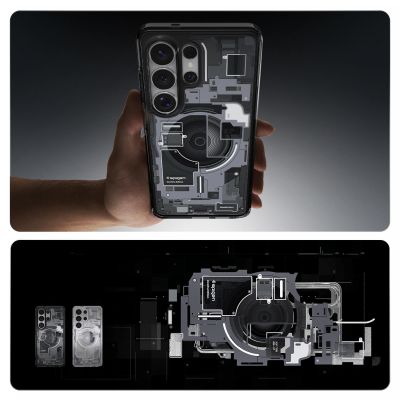 17. Spigen Ultra Hybrid Mag MagSafe Hülle für Samsung Galaxy S26 Ultra Zero One – Transparent Schwarz