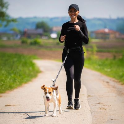 9. Wozinsky WPST-01 Hüftgurt mit Tasche und elastischer Leine zum Joggen mit Hund – Schwarz