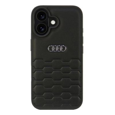Audi Kunstleder iPhone 16 6,1" schwarz/schwarz Hardcase AU-TPUPCIP16-GT/D2-BK