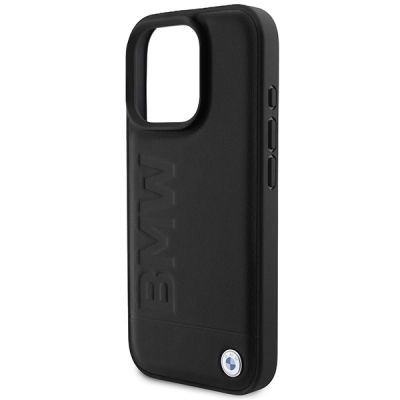 6. BMW Lederhülle mit Heißprägung und MagSafe-Verzierung für iPhone 16 Pro – Schwarz