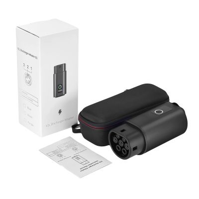 8. V2L Typ 2 Adapter – Schuko 3500 W mit Leistungsanzeige und Gehäuse – schwarz