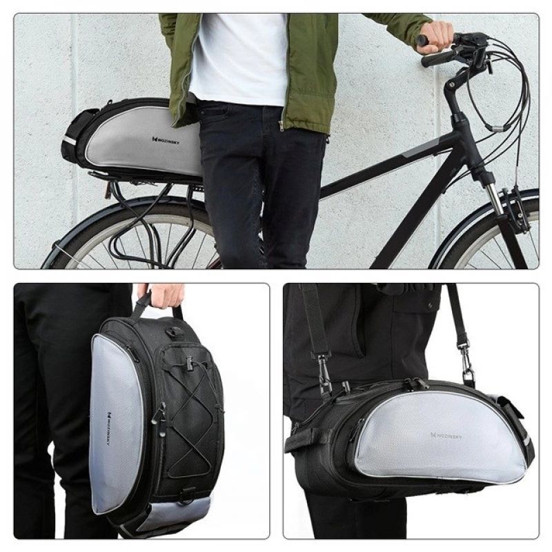3. Wozinsky Fahrrad-Gepäcktasche mit Schultergurt, 13 l, Schwarz (WBB1BK)