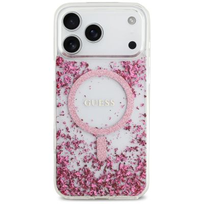 3. Guess MagSafe Hülle mit Harzboden und Glitzer für iPhone 17 Pro Max – Pink