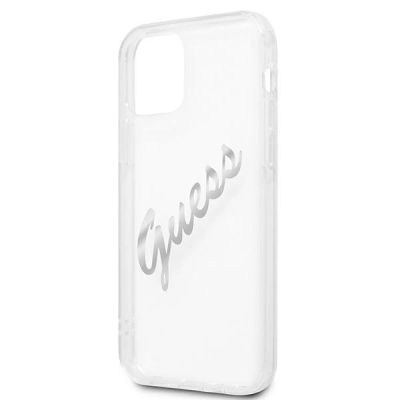 6. Guess GUHCP12MKTRSVSI iPhone 12/12 Pro 6.1" Transparente Hardcase Vintage Script Silver