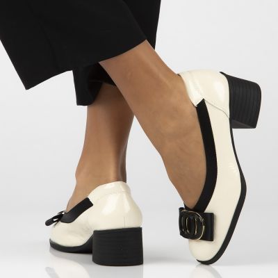 6. Beige Lacklederpumps mit Blockabsatz, Modell Filippo DP6960